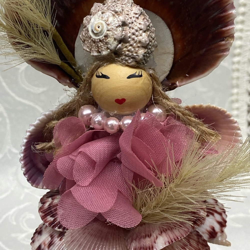 Seashell Doll with Pink Fabric and Pearls